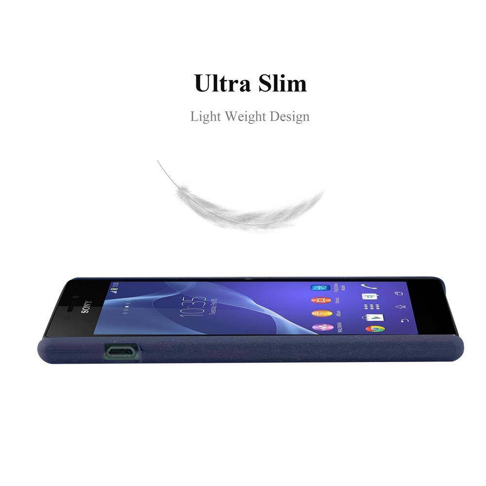Cadorabo Schutzhülle für Sony Xperia M2 / M2 AQUA Hülle in Blau Etui Hard Case Handyhülle Cover