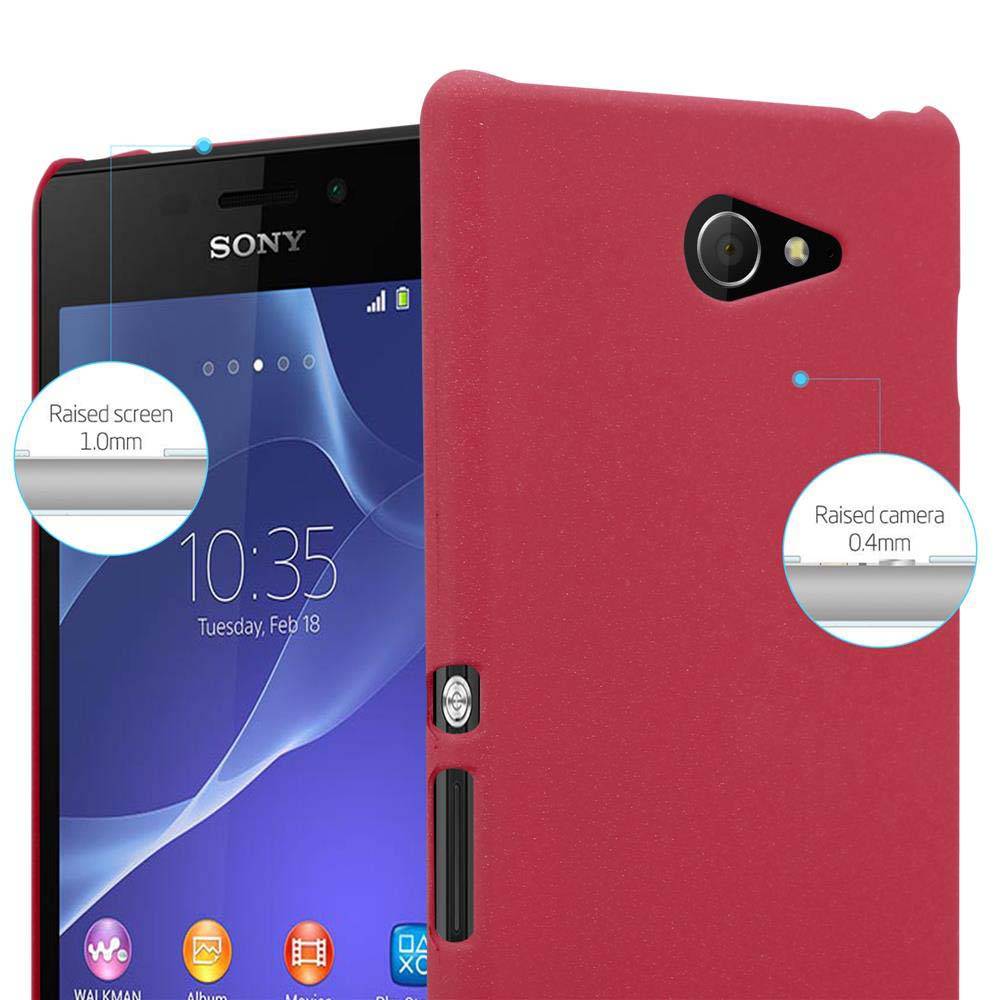 Cadorabo Schutzhülle für Sony Xperia M2 / M2 AQUA Hülle in Rot Etui Hard Case Handyhülle Cover