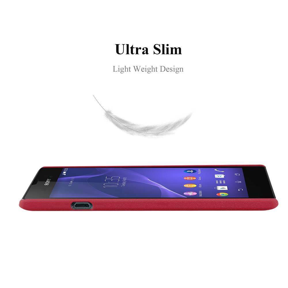 Cadorabo Schutzhülle für Sony Xperia T3 Hülle in Rot Etui Hard Case Handyhülle Cover