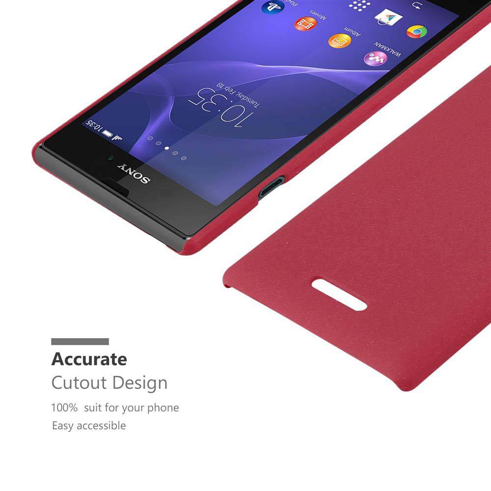 Cadorabo Schutzhülle für Sony Xperia T3 Hülle in Rot Etui Hard Case Handyhülle Cover