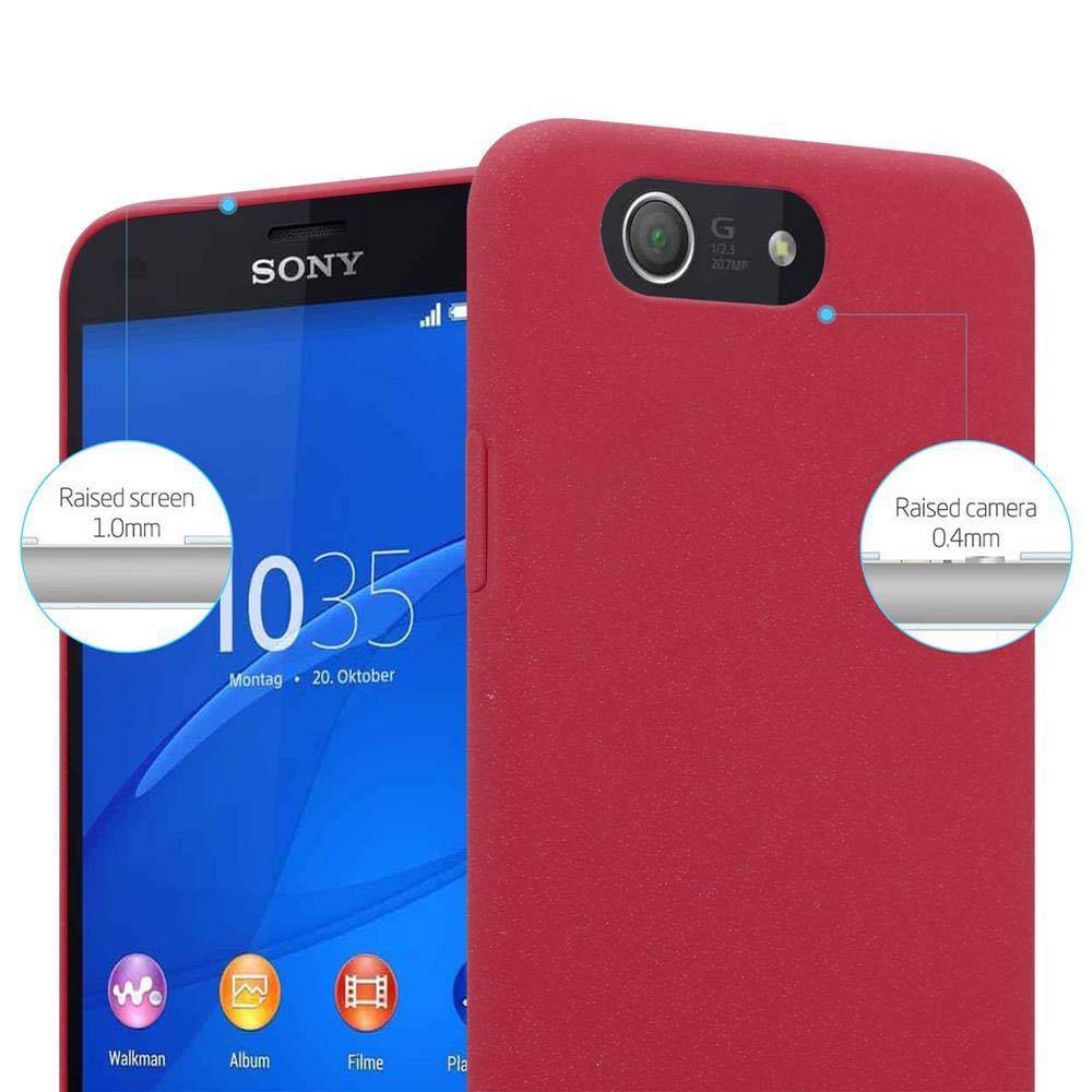 Cadorabo Schutzhülle für Sony Xperia Z3 COMPACT Hülle in Rot Etui Hard Case Handyhülle Cover