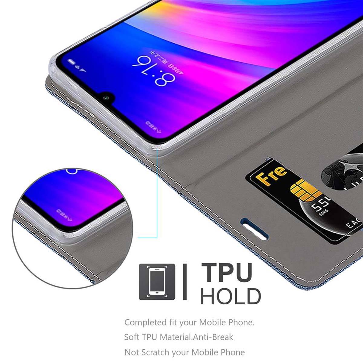 Cadorabo Hülle für Xiaomi RedMi 7 Schutzhülle in Blau Handy Hülle Etui Book Case Cover