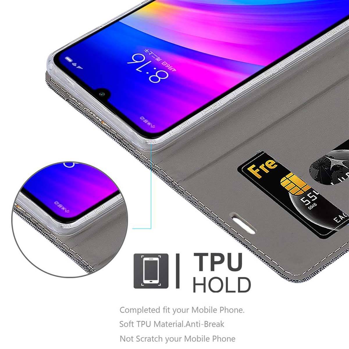 Cadorabo Hülle für Xiaomi RedMi 7 Schutzhülle in Grau Handy Hülle Etui Book Case Cover