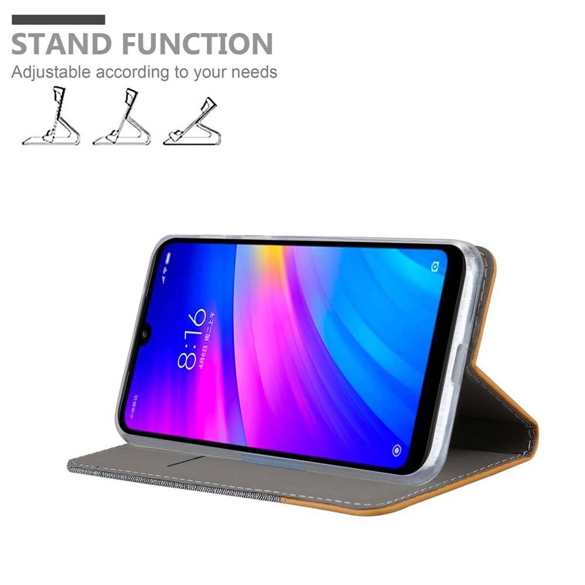 Cadorabo Hülle für Xiaomi RedMi 7 Schutzhülle in Grau Handy Hülle Etui Book Case Cover