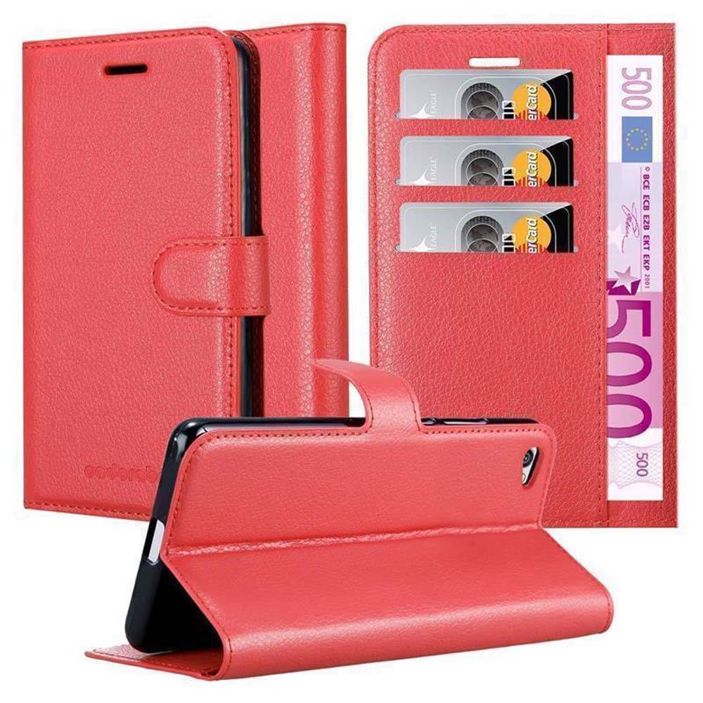 Cadorabo Hülle für Xiaomi RedMi NOTE 5A Schutz Hülle in Rot Handyhülle Etui Case Cover Magnetverschluss