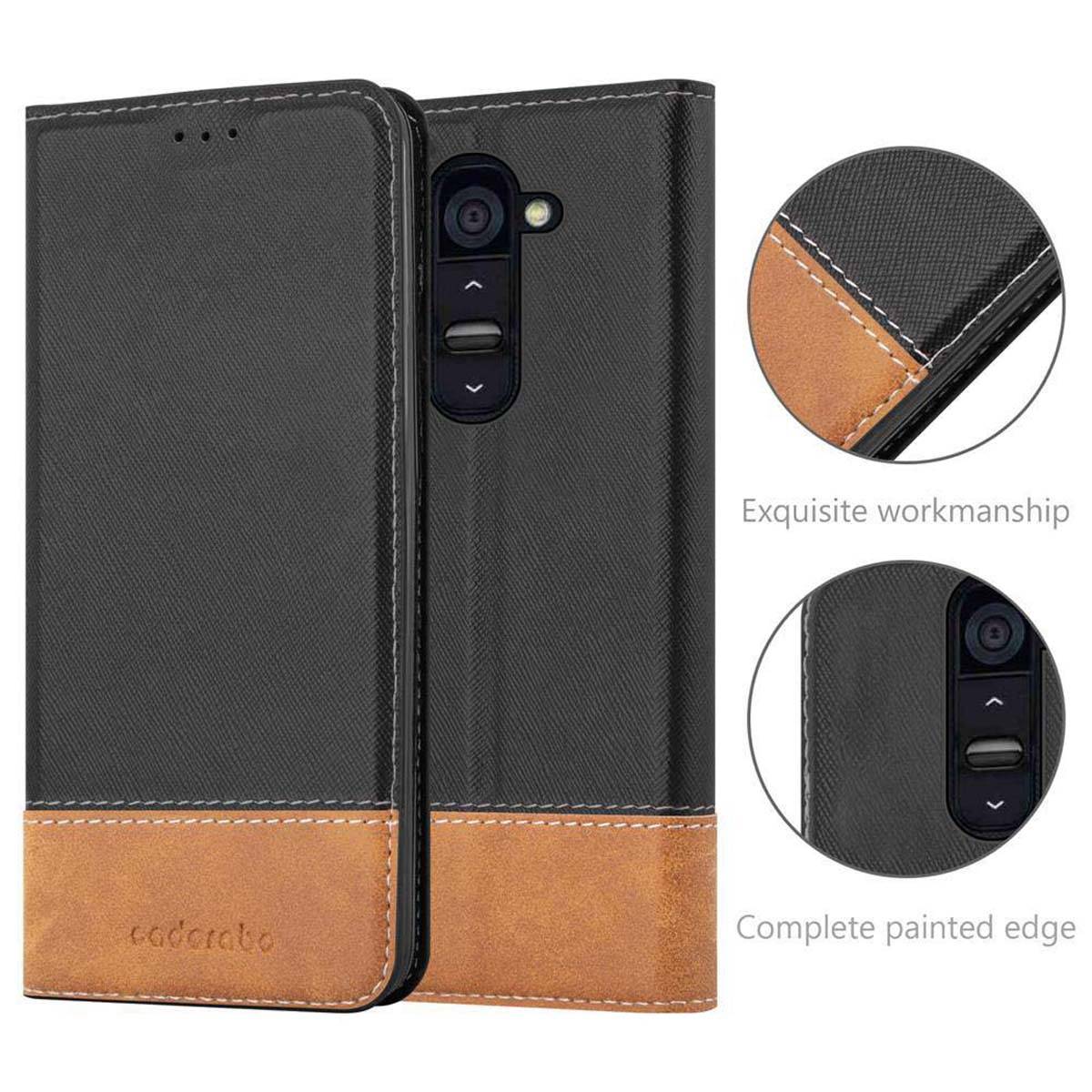 Cadorabo Hülle für LG G2 Schutzhülle in Schwarz SHandyhülle Book Case Etui Kunstleder