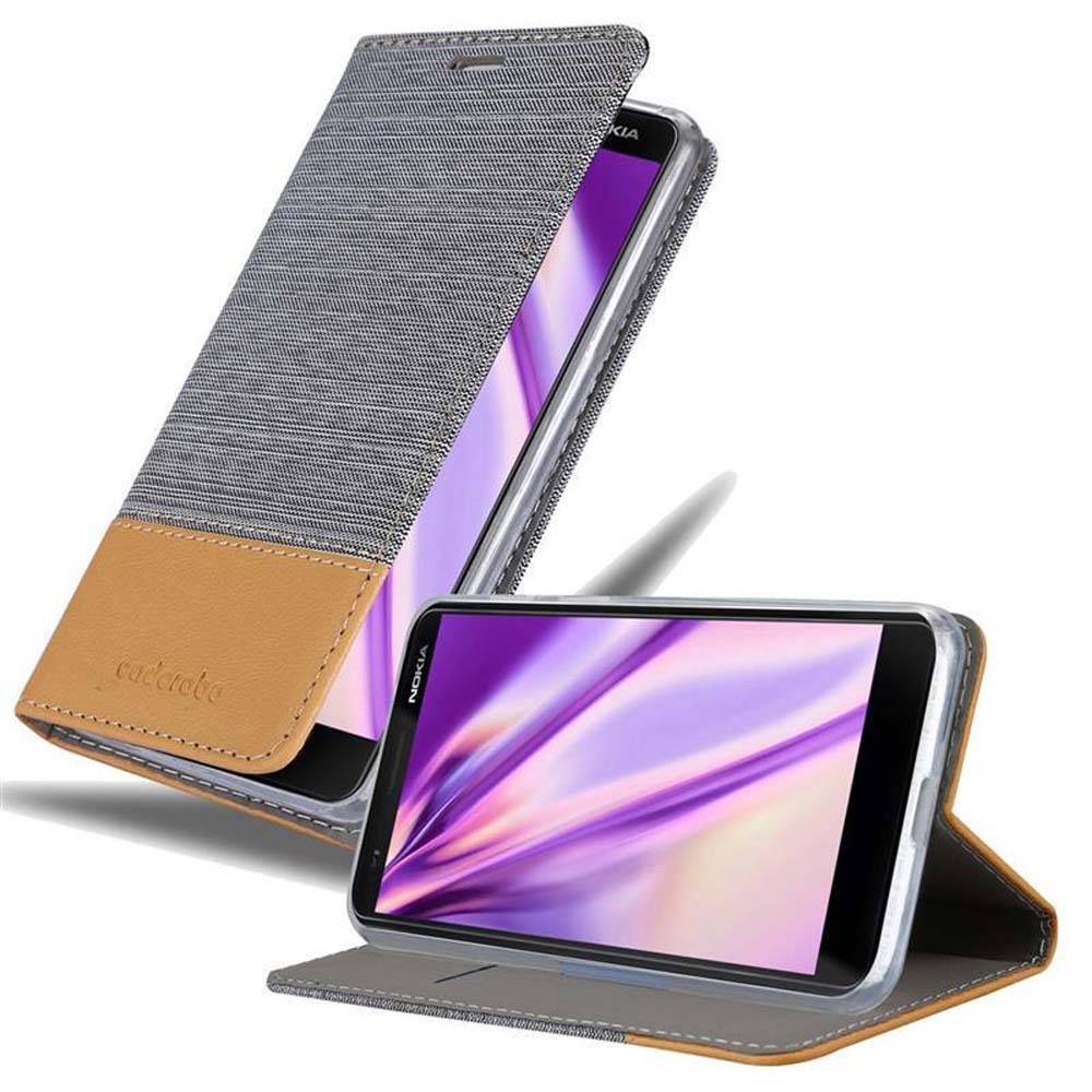 Cadorabo Hülle für Nokia 3.1 Schutzhülle in Grau Handy Hülle Etui Book Case Cover