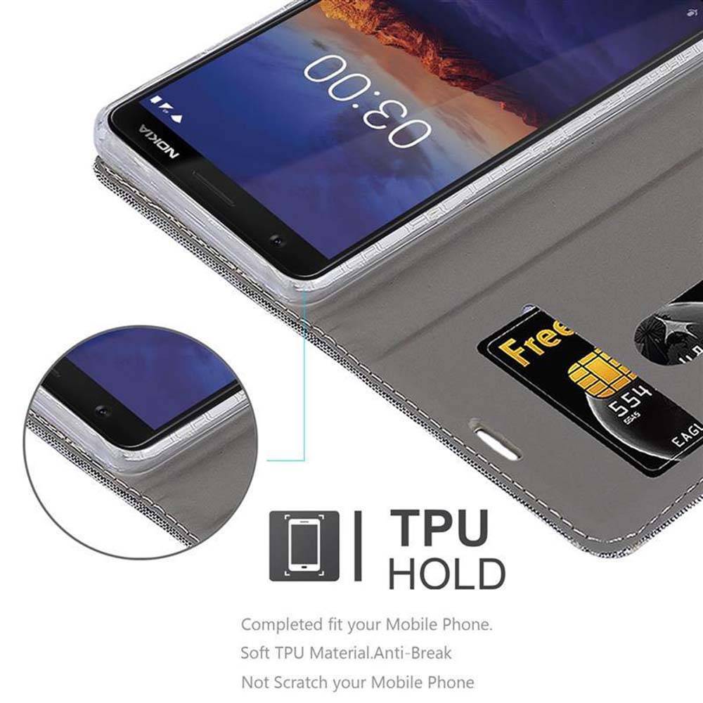 Cadorabo Hülle für Nokia 3.1 Schutzhülle in Grau Handy Hülle Etui Book Case Cover