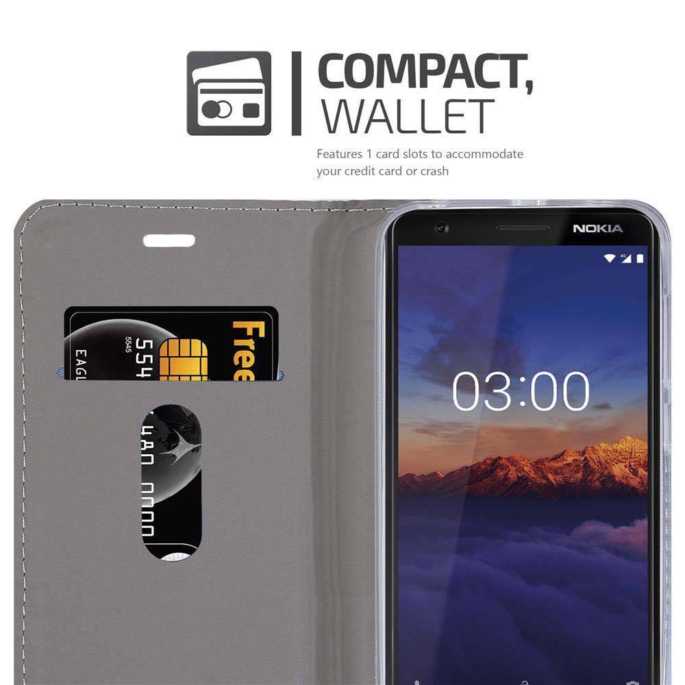Cadorabo Hülle für Nokia 3.1 Schutzhülle in Grau Handy Hülle Etui Book Case Cover