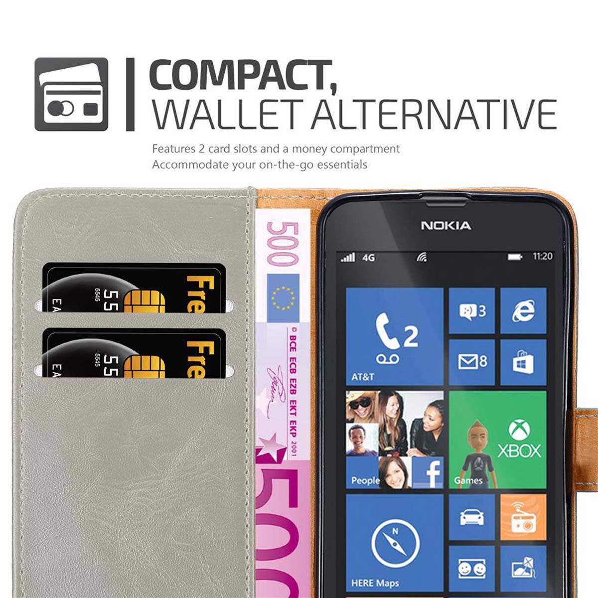 Cadorabo Hülle für Nokia Lumia 520 / 521 Schutzhülle in Braun Handyhülle Book Tasche Case Etui Luxury