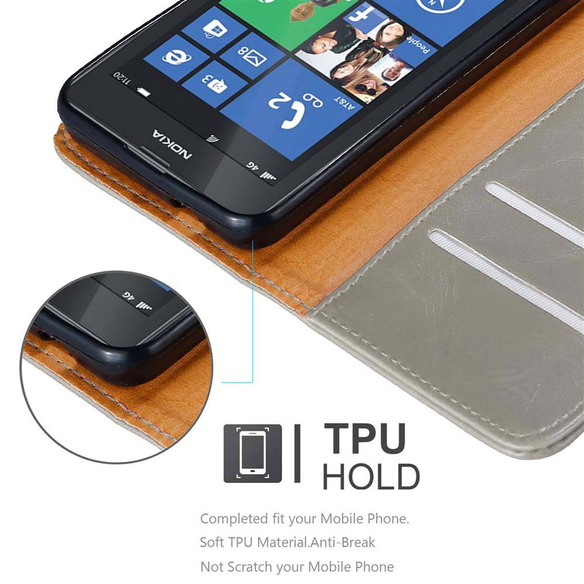 Cadorabo Hülle für Nokia Lumia 520 / 521 Schutzhülle in Braun Handyhülle Book Tasche Case Etui Luxury