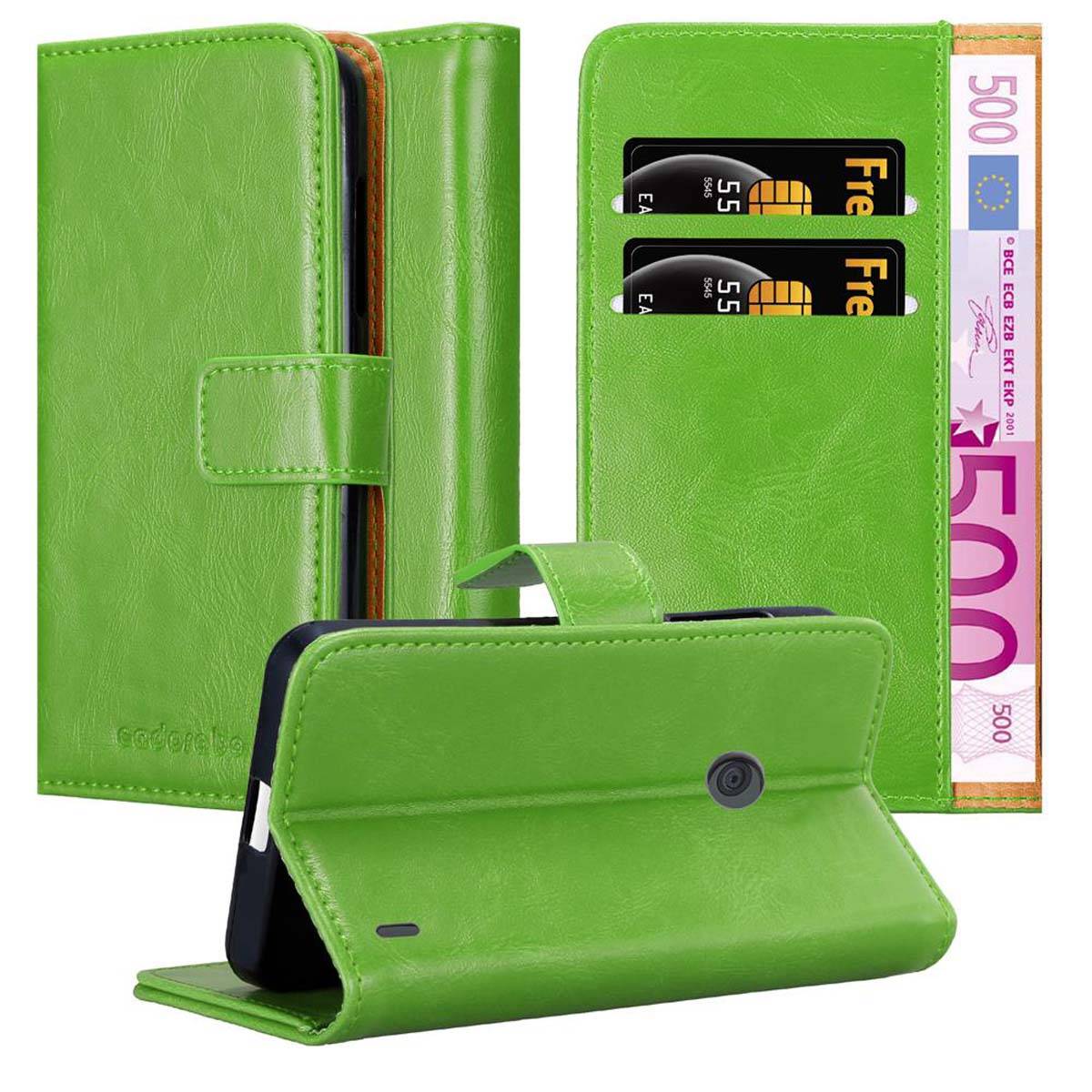 Cadorabo Hülle für Nokia Lumia 520 / 521 Schutzhülle in Grün Handyhülle Book Tasche Case Etui Luxury