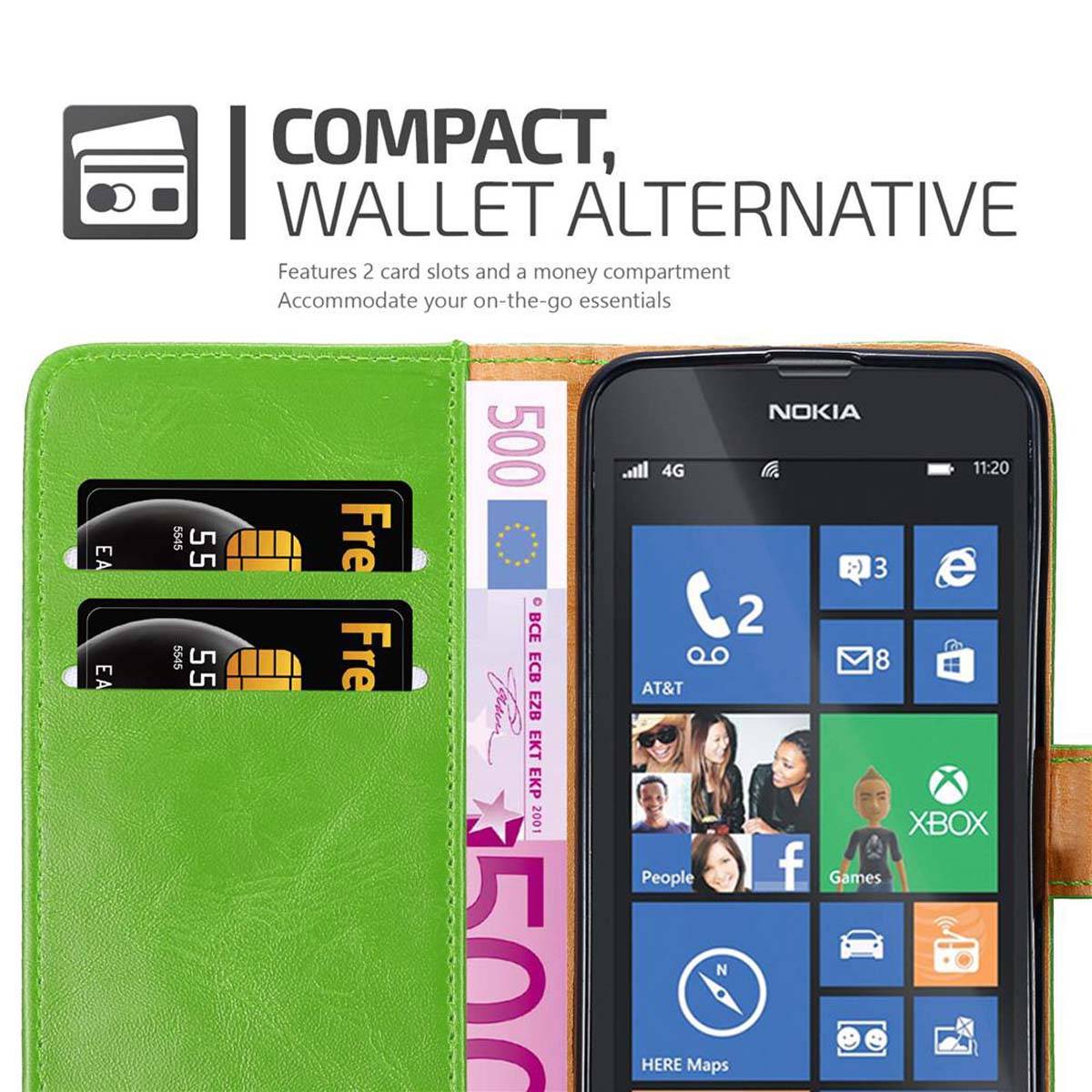 Cadorabo Hülle für Nokia Lumia 520 / 521 Schutzhülle in Grün Handyhülle Book Tasche Case Etui Luxury