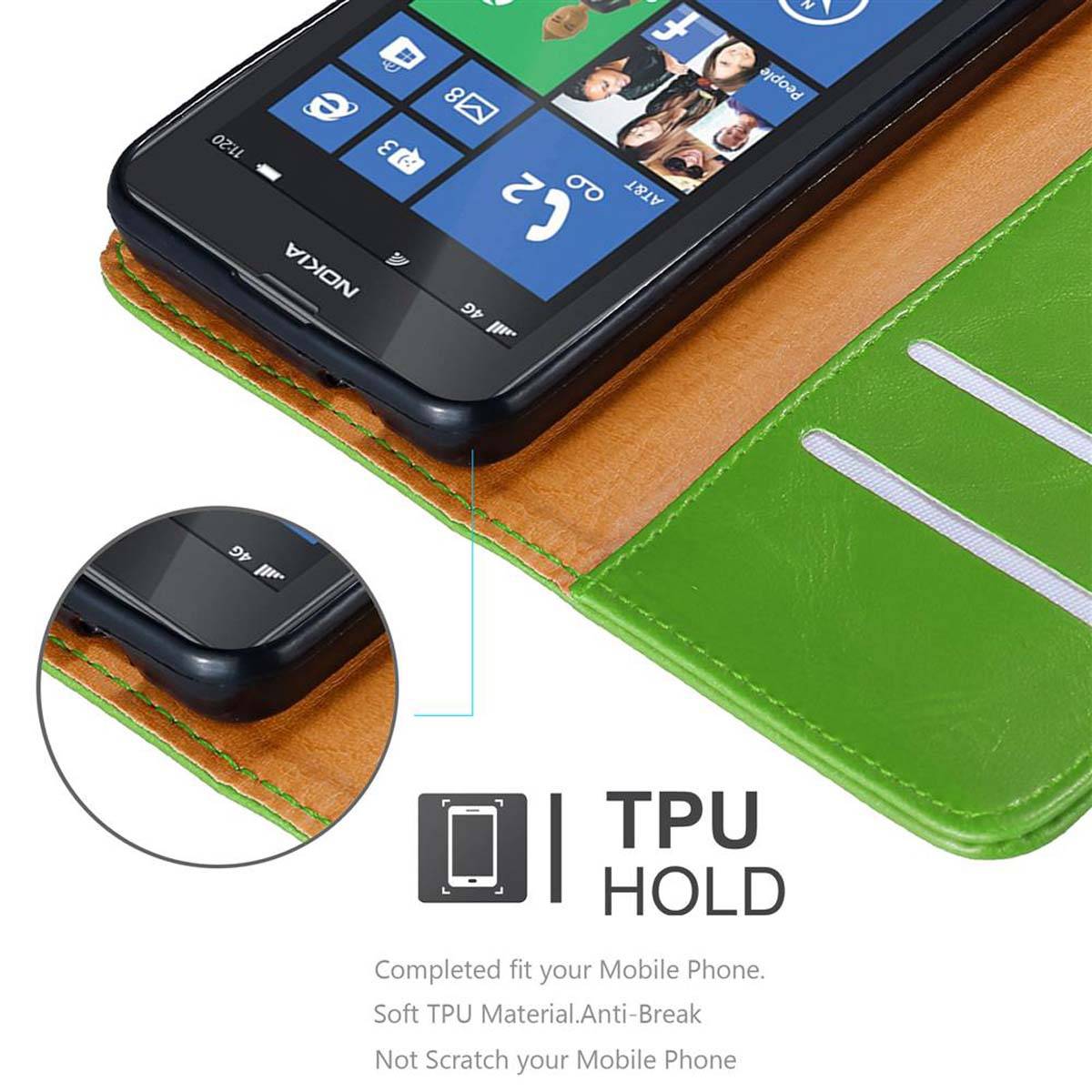 Cadorabo Hülle für Nokia Lumia 520 / 521 Schutzhülle in Grün Handyhülle Book Tasche Case Etui Luxury