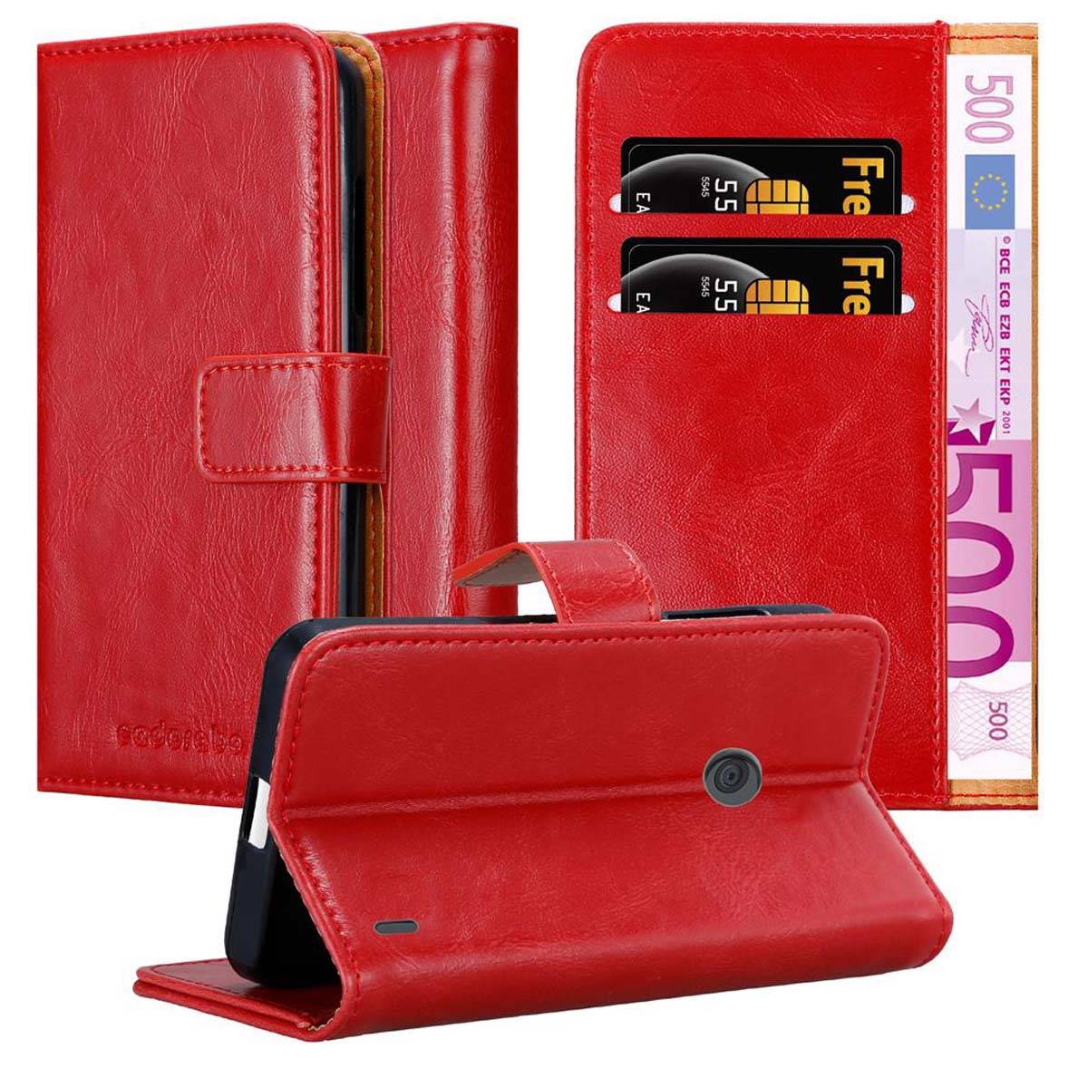 Cadorabo Hülle für Nokia Lumia 520 / 521 Schutzhülle in Rot Handyhülle Book Tasche Case Etui Luxury
