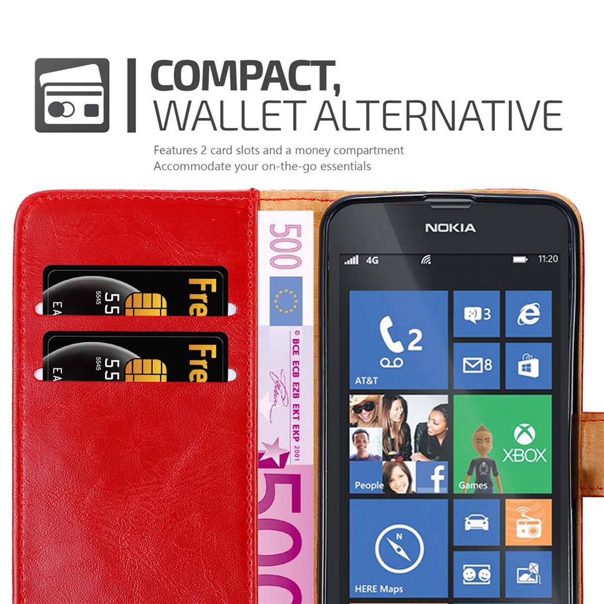 Cadorabo Hülle für Nokia Lumia 520 / 521 Schutzhülle in Rot Handyhülle Book Tasche Case Etui Luxury