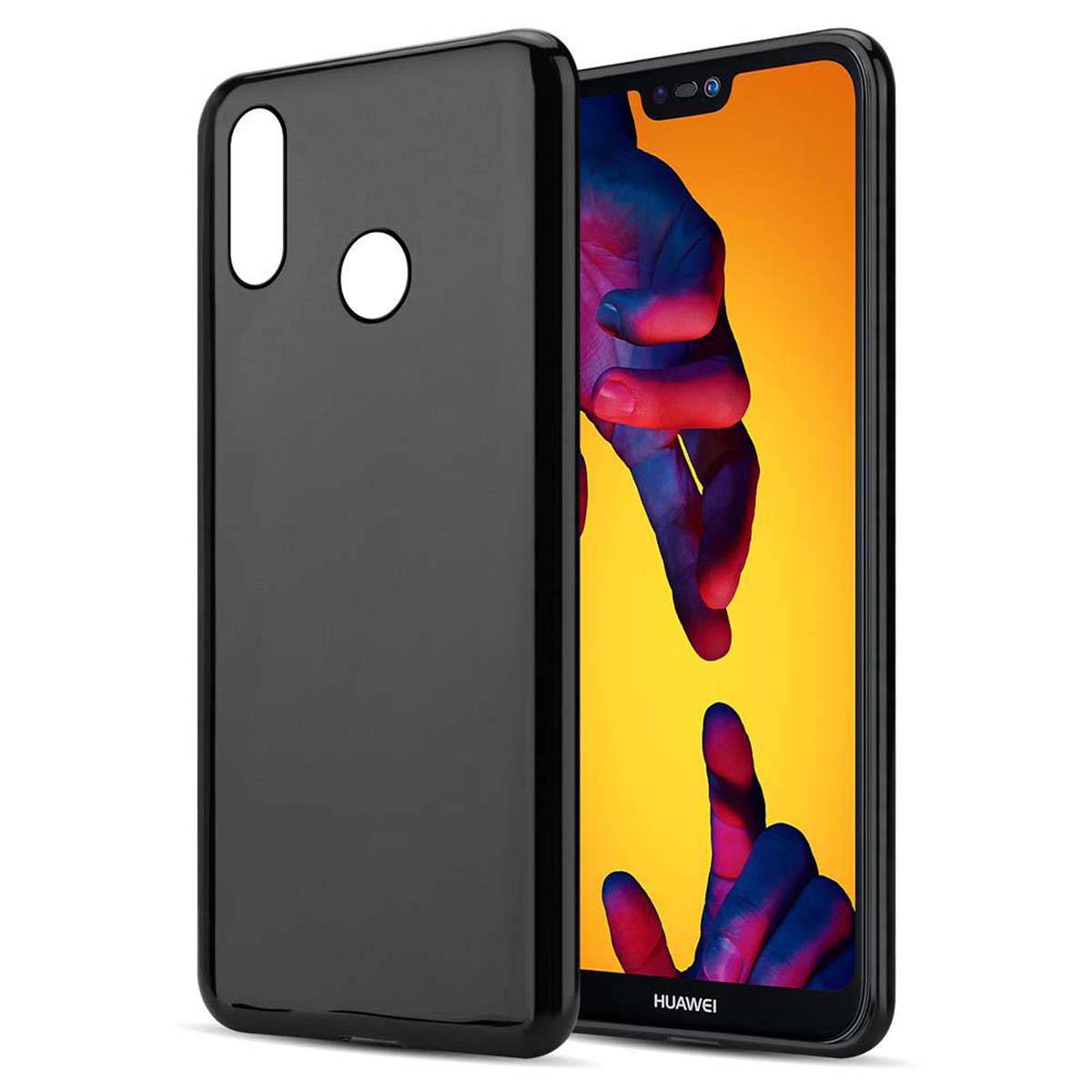 Cadorabo Hülle für Huawei P20 LITE 2018 / NOVA 3E Schutz Hülle in Schwarz Schutzhülle TPU Silikon Cover Etui Case