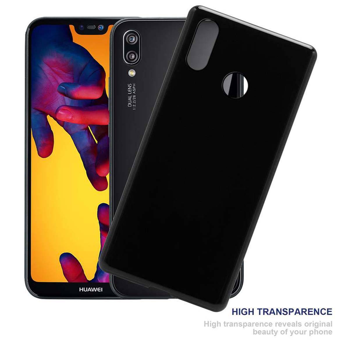 Cadorabo Hülle für Huawei P20 LITE 2018 / NOVA 3E Schutz Hülle in Schwarz Schutzhülle TPU Silikon Cover Etui Case