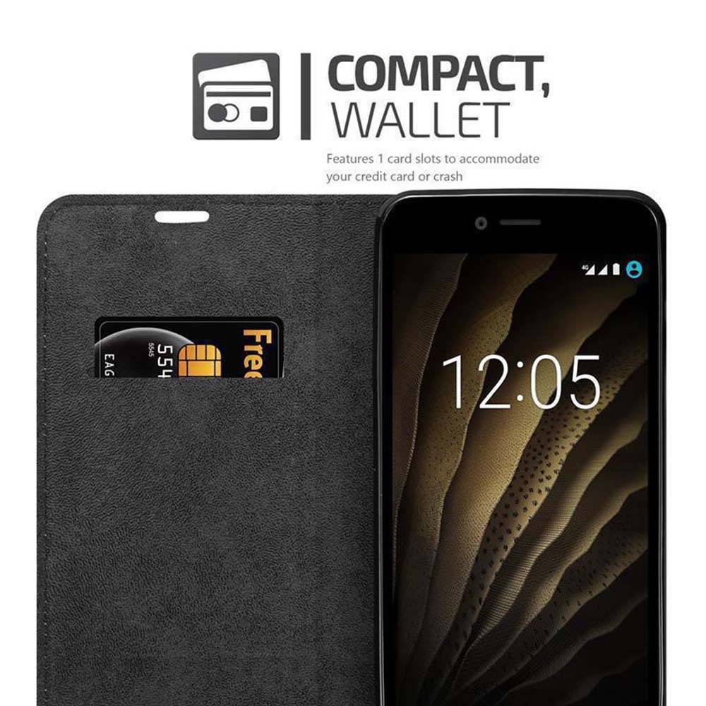 Cadorabo Hülle für BQ Aquaris U / U LITE Schutz Hülle in Schwarz Handyhülle Etui Case Cover Magnetverschluss