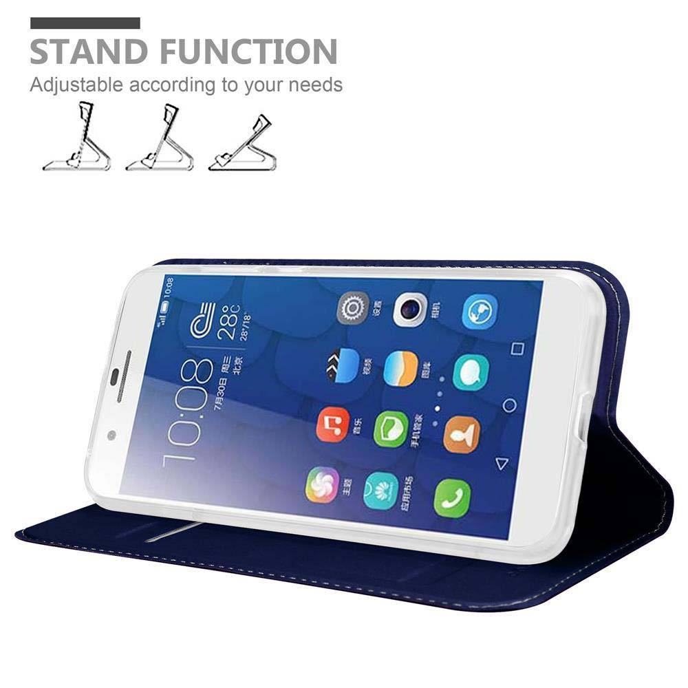 Cadorabo Handyhülle für Honor 6 PLUS Schutz Hülle in Blau Cover Etui Book Case Booklet
