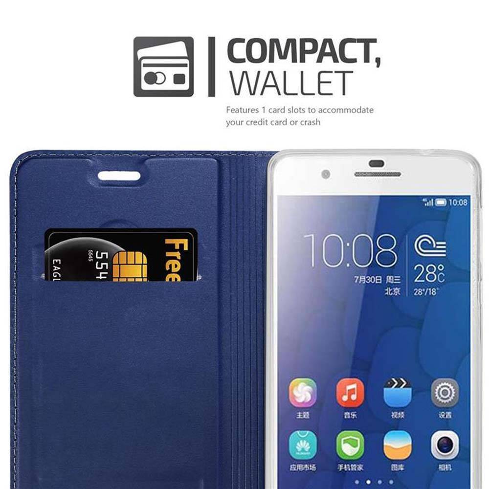 Cadorabo Handyhülle für Honor 6 PLUS Schutz Hülle in Blau Cover Etui Book Case Booklet