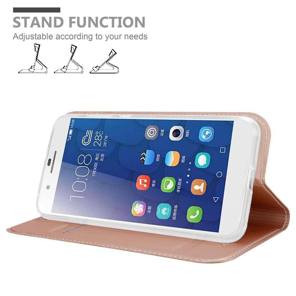 Cadorabo Handyhülle für Honor 6 PLUS Schutz Hülle in Rosa Cover Etui Book Case Booklet