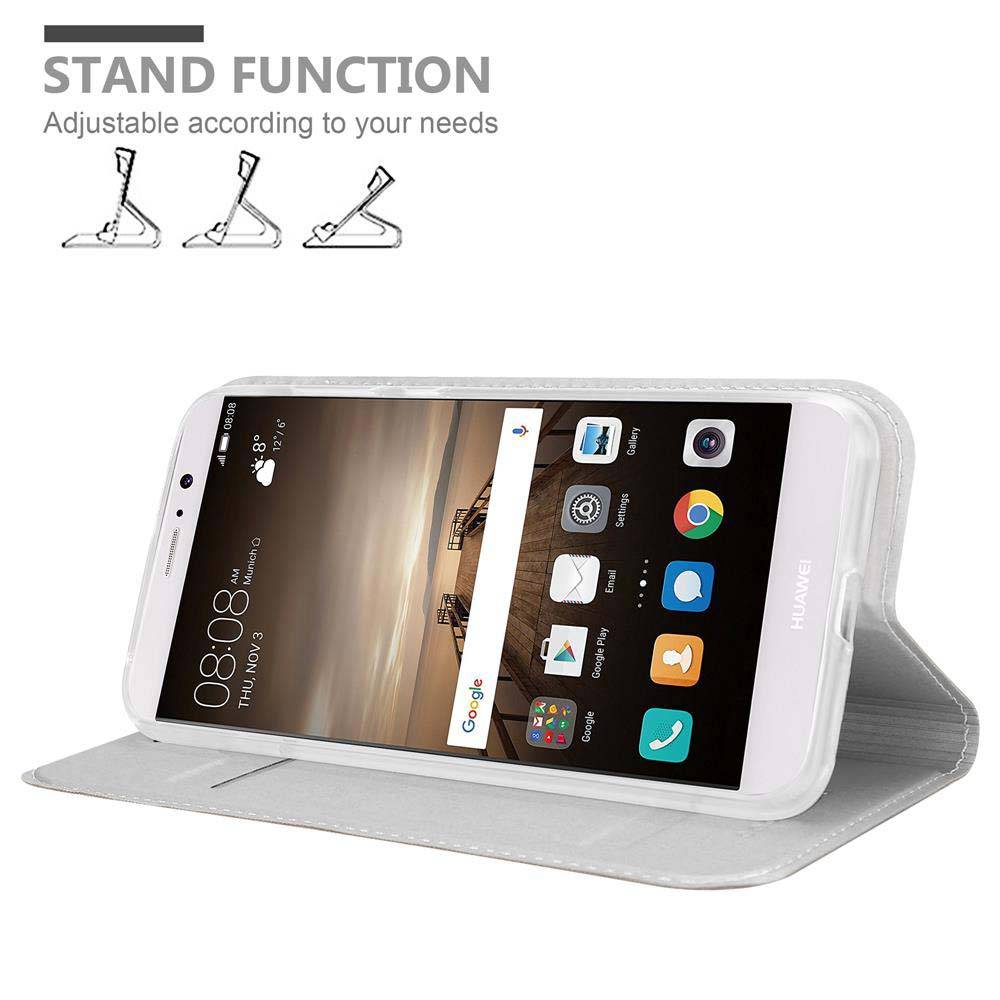 Cadorabo Handyhülle für Huawei MATE 9 Schutz Hülle in Silber Cover Etui Book Case Booklet