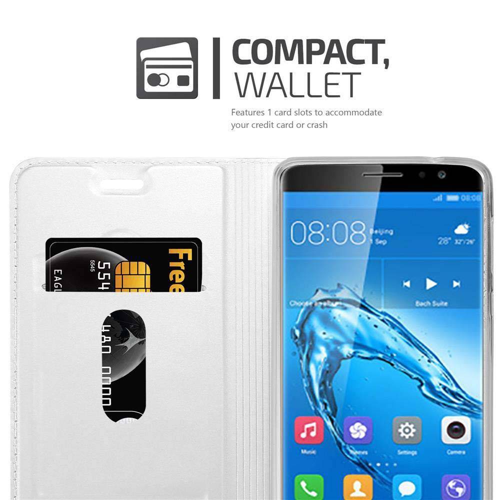 Cadorabo Handyhülle für Huawei NOVA PLUS Schutz Hülle in Silber Cover Etui Book Case Booklet