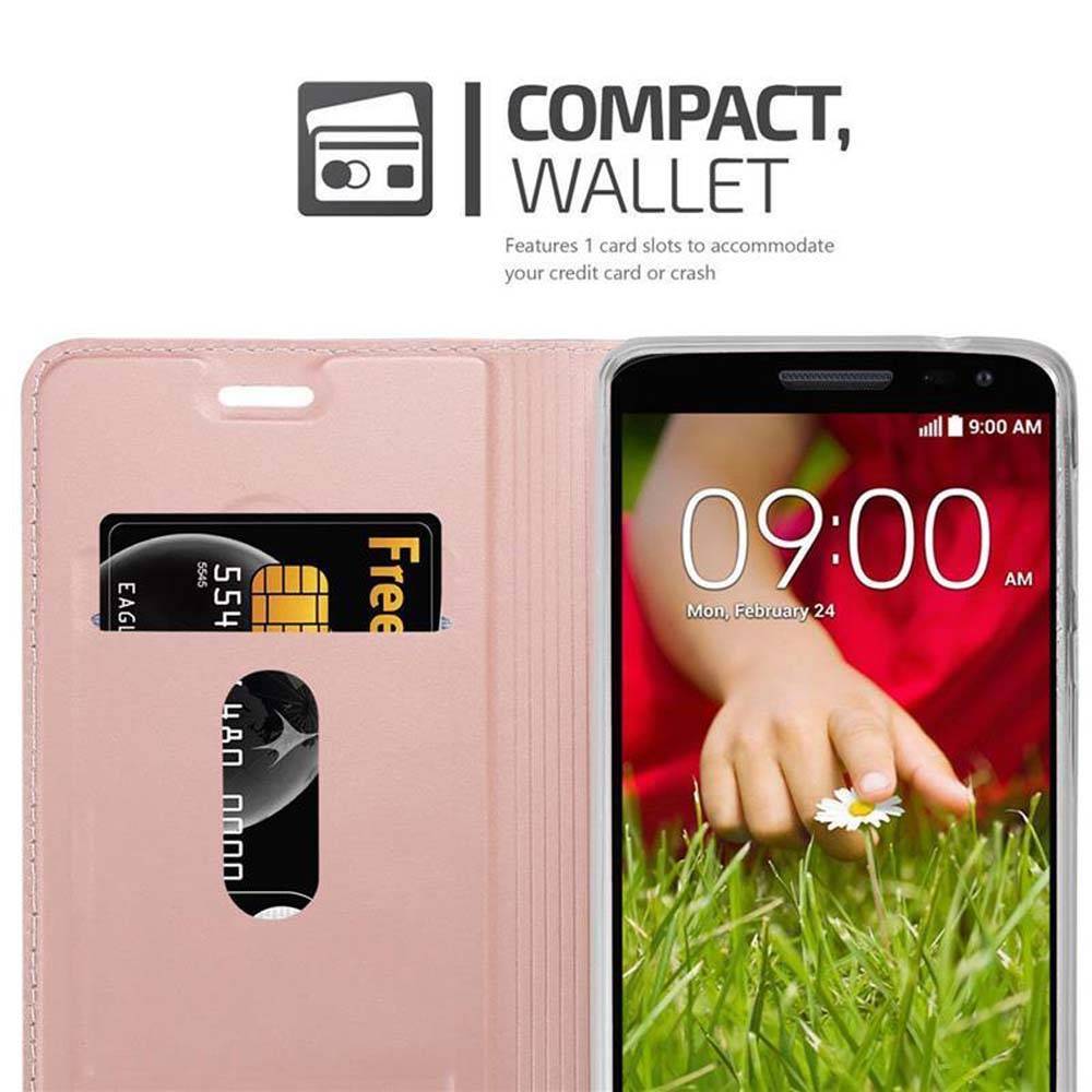 Cadorabo Handyhülle für LG G2 MINI Schutz Hülle in Rosa Cover Etui Book Case Booklet