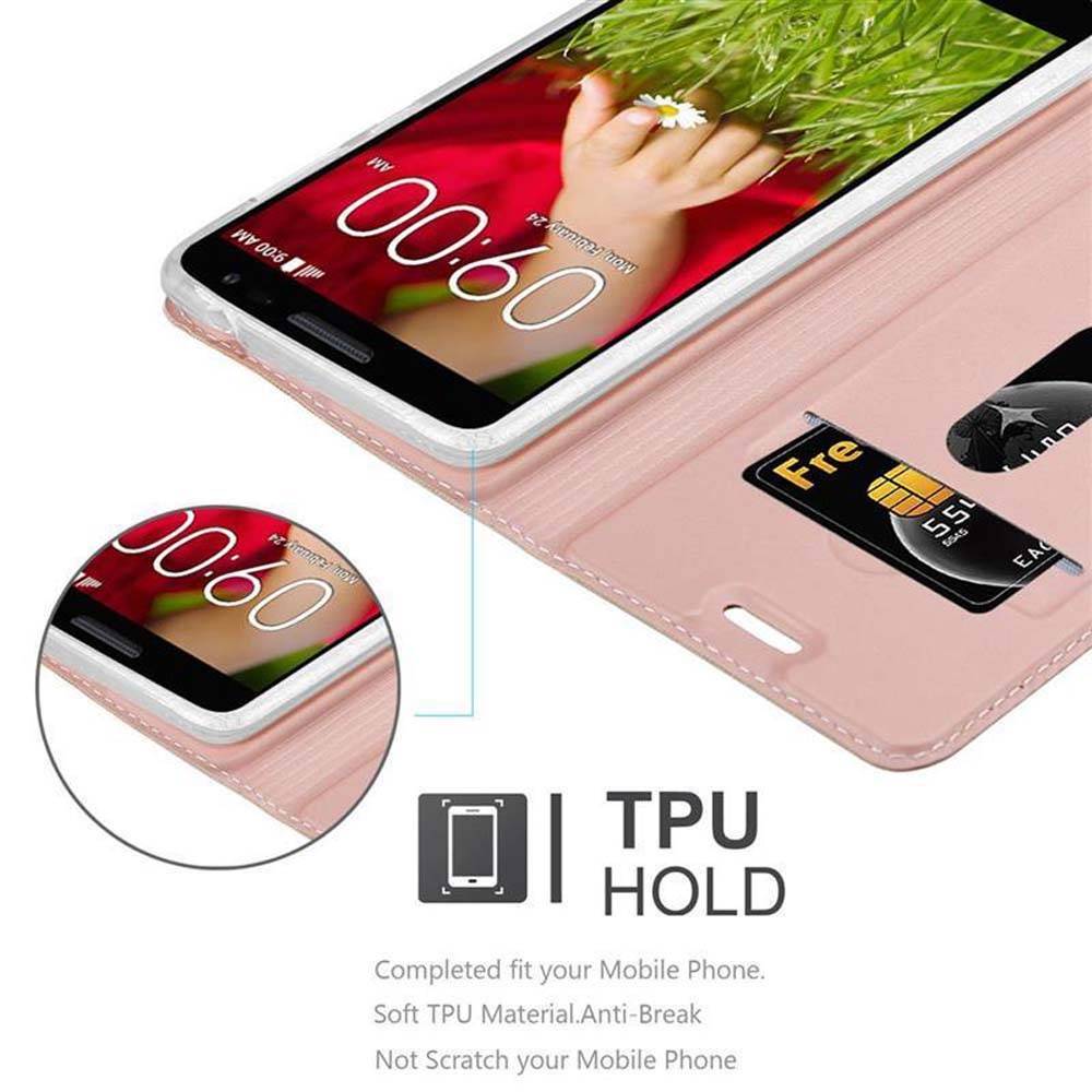 Cadorabo Handyhülle für LG G2 MINI Schutz Hülle in Rosa Cover Etui Book Case Booklet