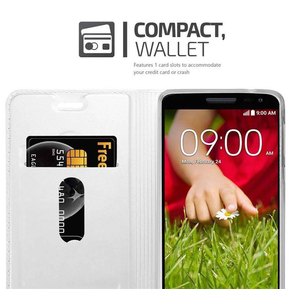 Cadorabo Handyhülle für LG G2 MINI Schutz Hülle in Silber Cover Etui Book Case Booklet