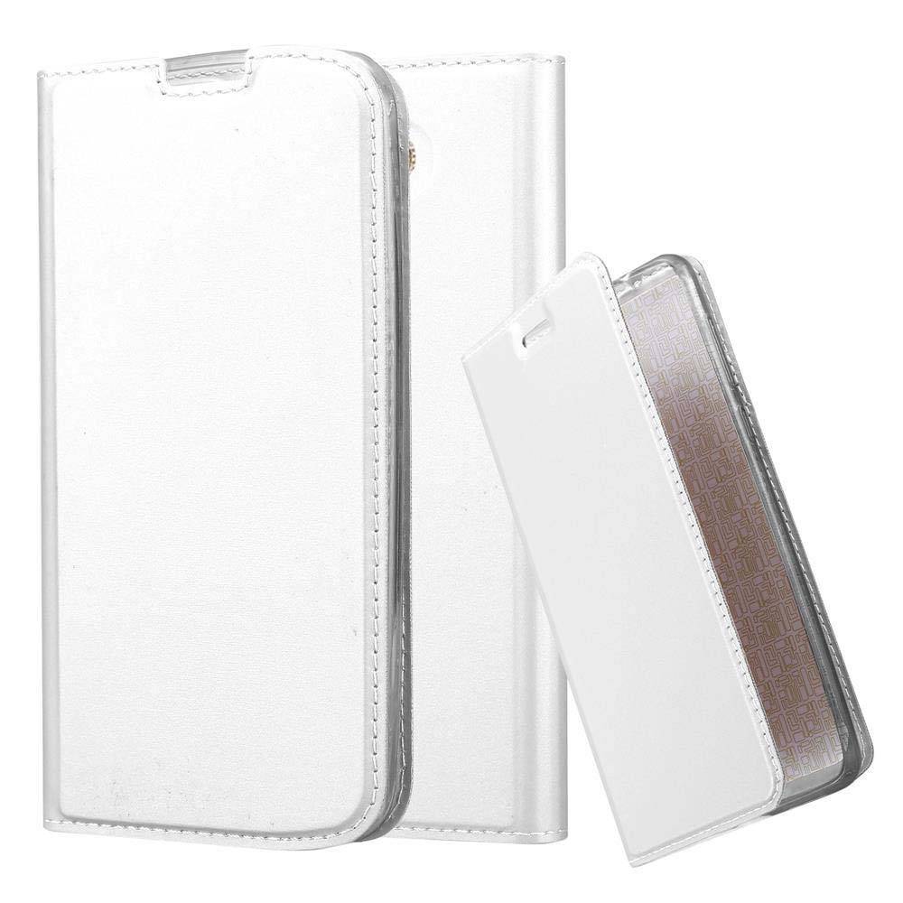 Cadorabo Handyhülle für LG K10 2016 Schutz Hülle in Silber Cover Etui Book Case Booklet
