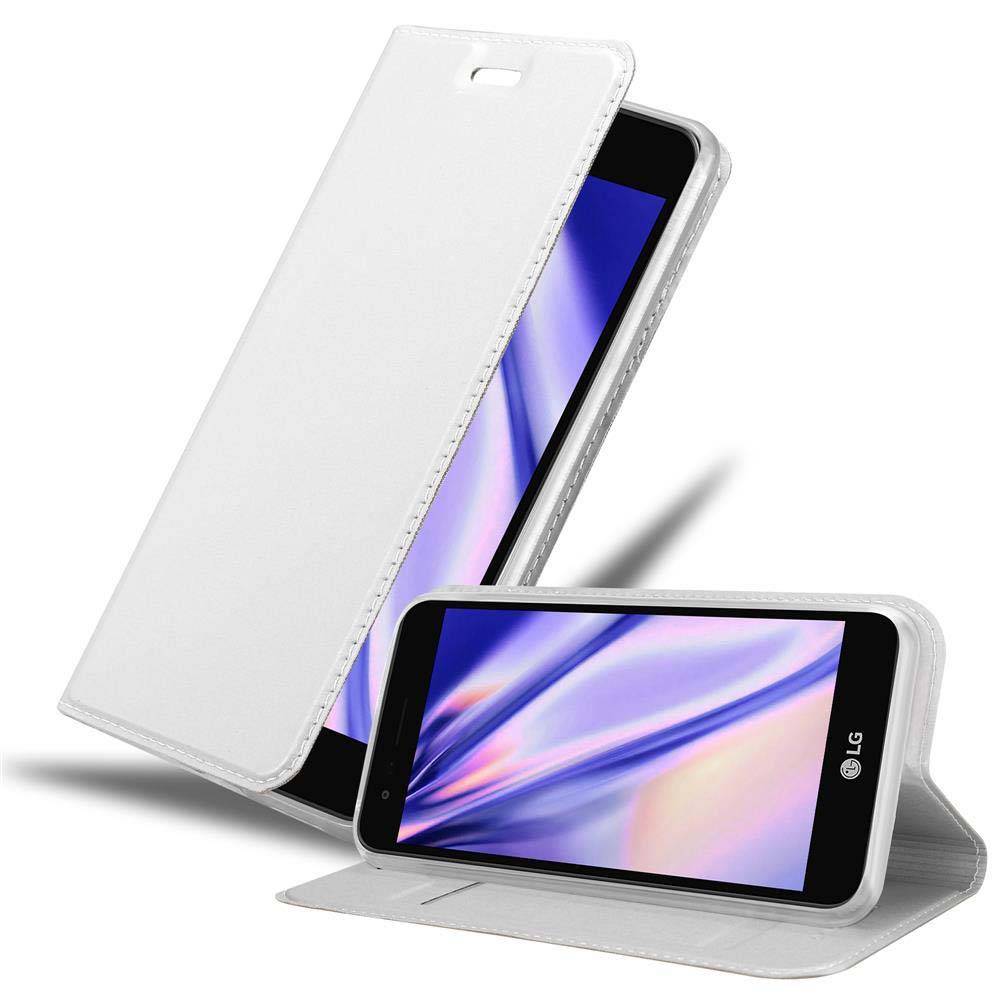 Cadorabo Handyhülle für LG K4 2017 Schutz Hülle in Silber Cover Etui Book Case Booklet