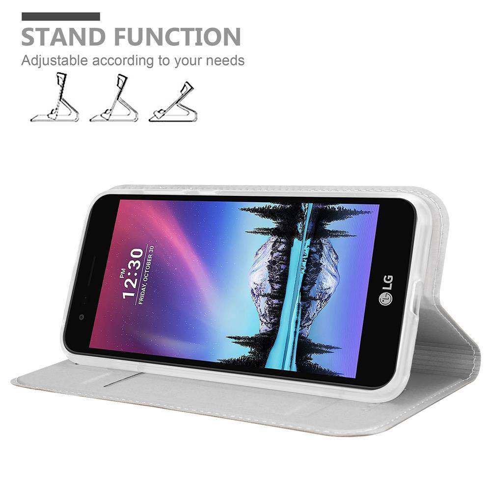 Cadorabo Handyhülle für LG K4 2017 Schutz Hülle in Silber Cover Etui Book Case Booklet