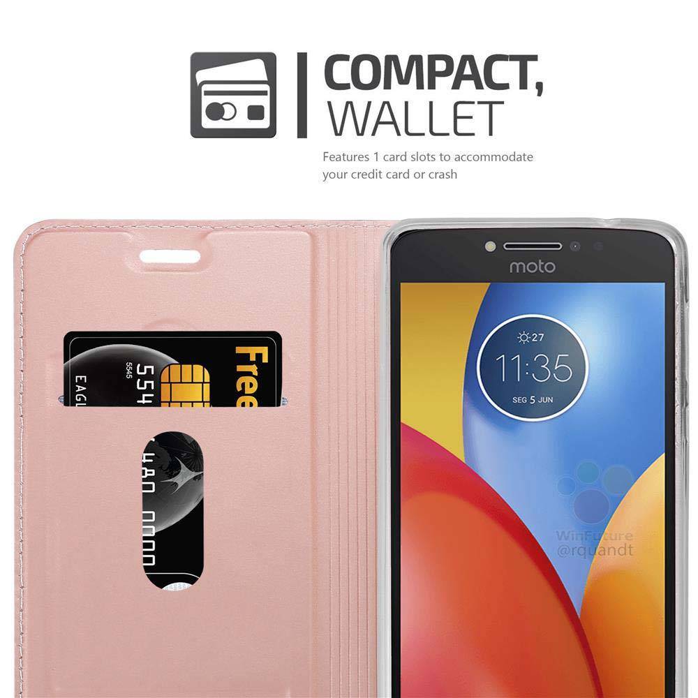 Cadorabo Handyhülle für Motorola MOTO E4 Schutz Hülle in Rosa Cover Etui Book Case Booklet