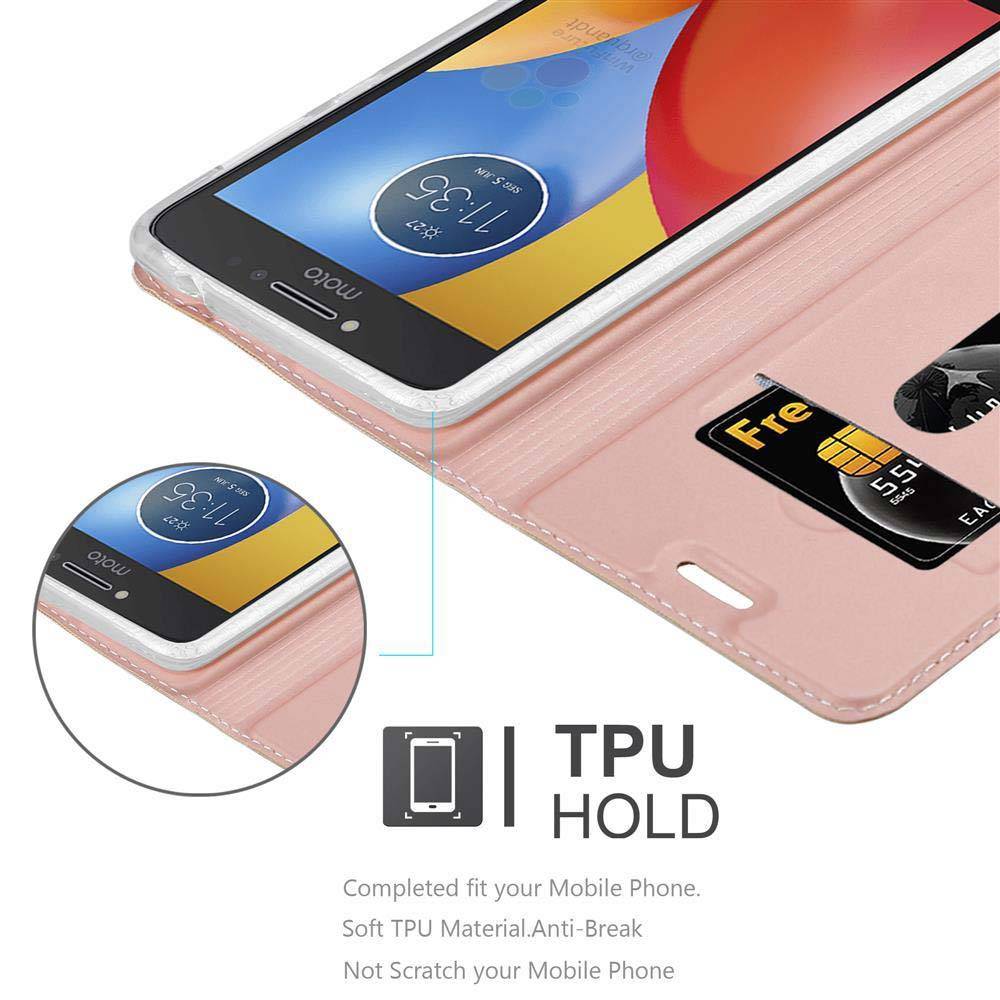 Cadorabo Handyhülle für Motorola MOTO E4 Schutz Hülle in Rosa Cover Etui Book Case Booklet