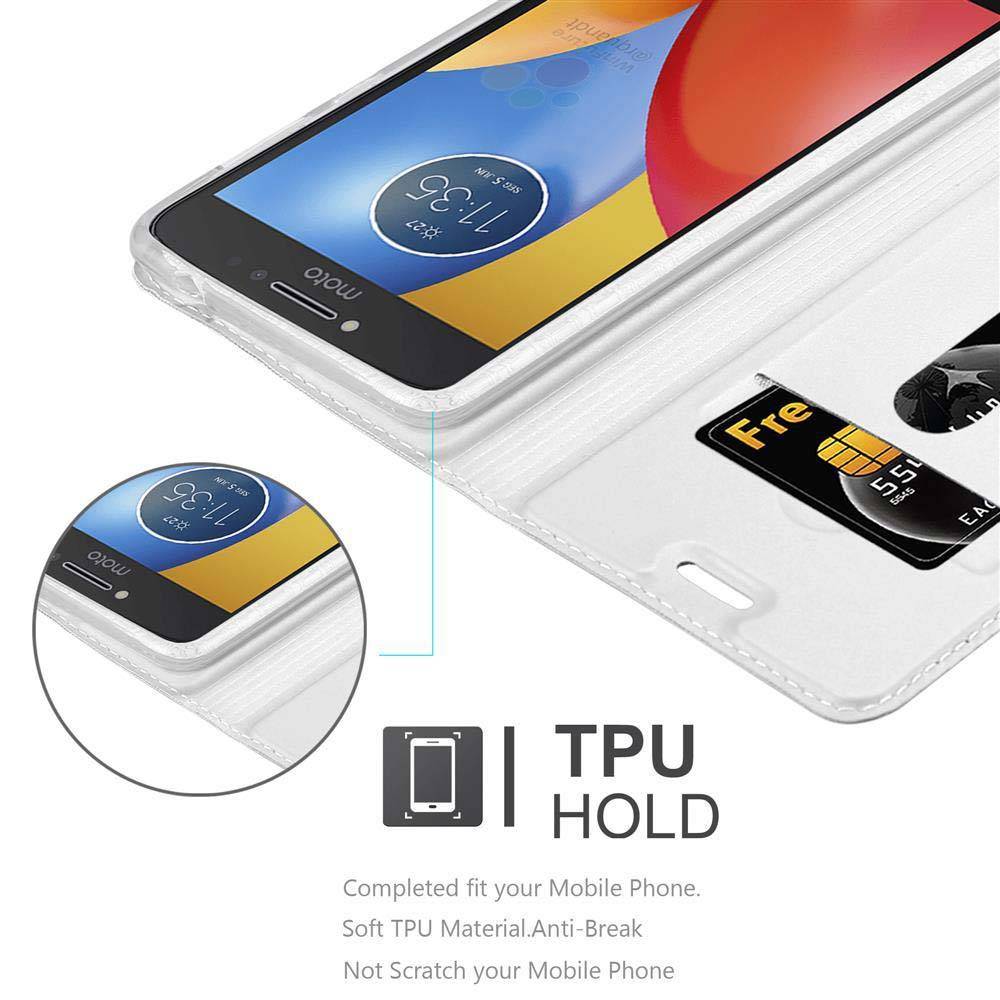 Cadorabo Handyhülle für Motorola MOTO E4 Schutz Hülle in Silber Cover Etui Book Case Booklet