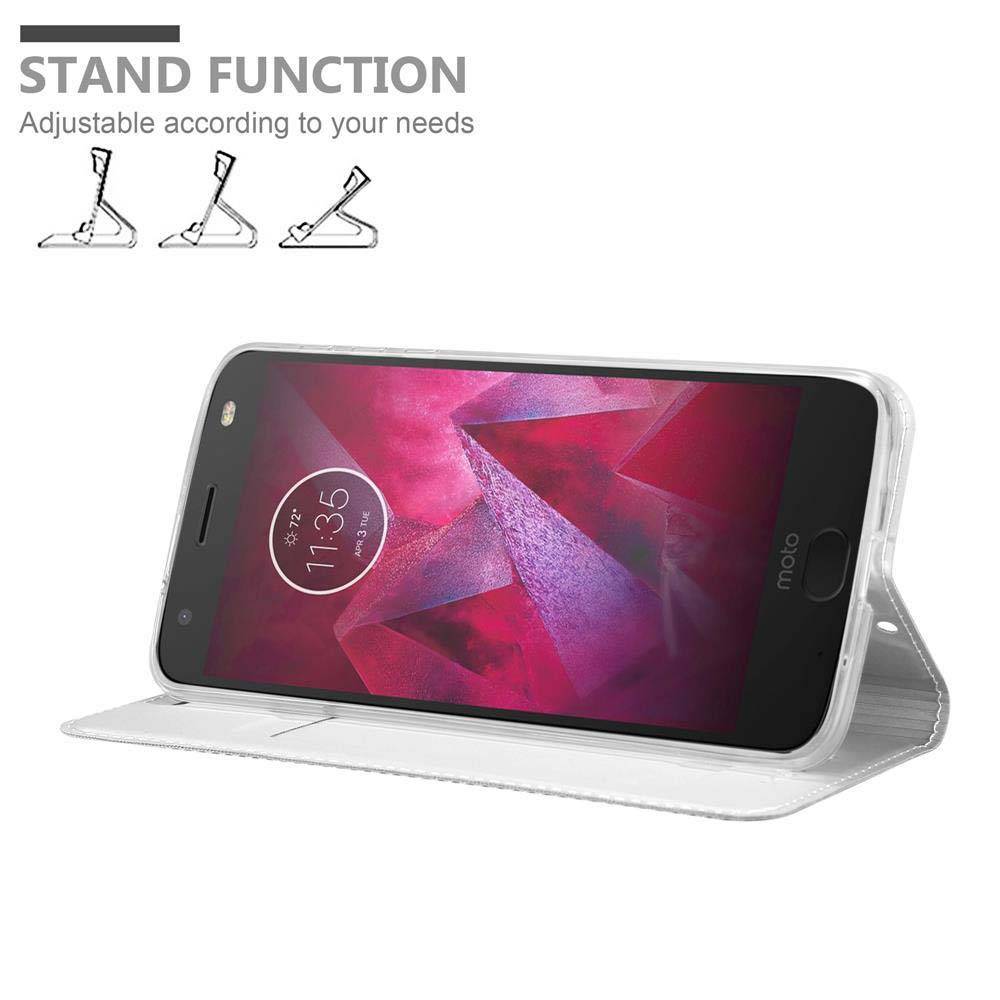 Cadorabo Handyhülle für Motorola MOTO Z Schutz Hülle in Silber Cover Etui Book Case Booklet