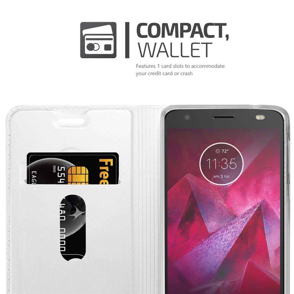 Cadorabo Handyhülle für Motorola MOTO Z Schutz Hülle in Silber Cover Etui Book Case Booklet