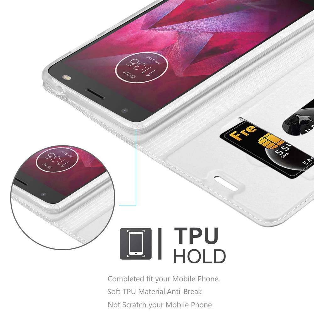 Cadorabo Handyhülle für Motorola MOTO Z Schutz Hülle in Silber Cover Etui Book Case Booklet