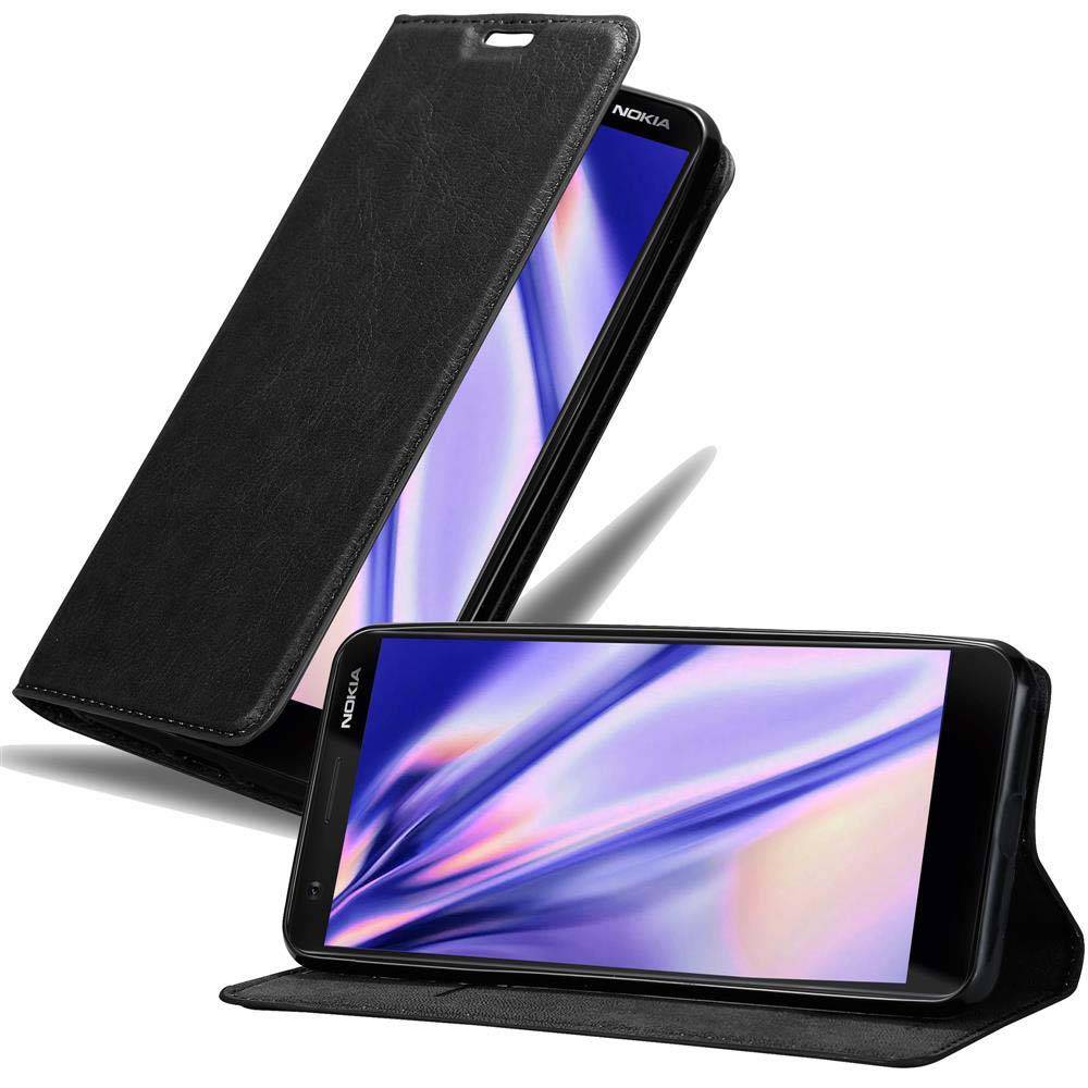 Cadorabo Hülle für Nokia 3.1 Schutz Hülle in Schwarz Handyhülle Etui Case Cover Magnetverschluss