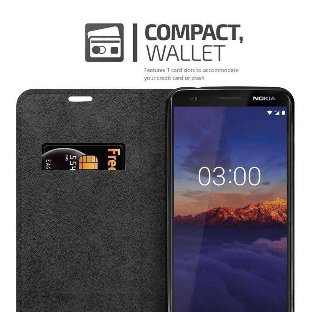Cadorabo Hülle für Nokia 3.1 Schutz Hülle in Schwarz Handyhülle Etui Case Cover Magnetverschluss