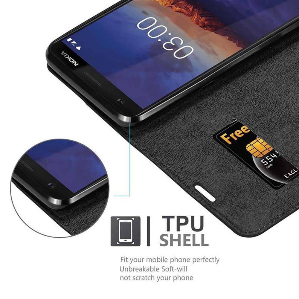 Cadorabo Hülle für Nokia 3.1 Schutz Hülle in Schwarz Handyhülle Etui Case Cover Magnetverschluss