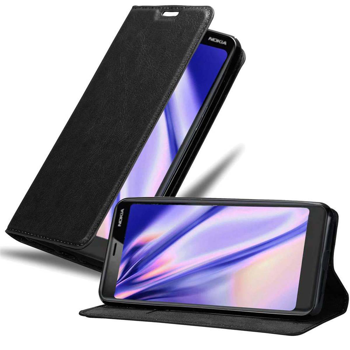 Cadorabo Hülle für Nokia 5.1 Schutz Hülle in Schwarz Handyhülle Etui Case Cover Magnetverschluss