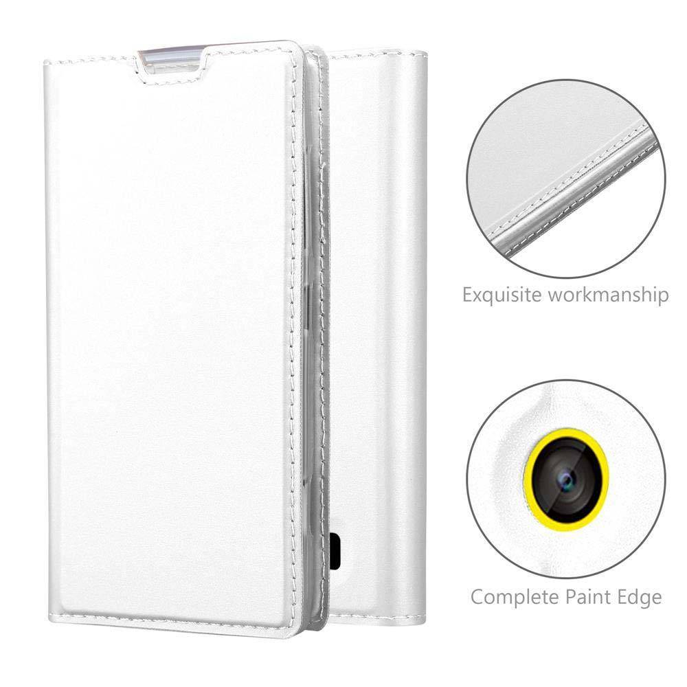 Cadorabo Handyhülle für Nokia Lumia 520 / 521 Schutz Hülle in Silber Cover Etui Book Case Booklet