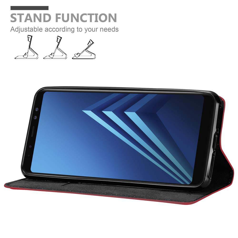 Cadorabo Hülle für Samsung Galaxy A6 2018 Schutz Hülle in Rot Handyhülle Etui Case Cover Magnetverschluss
