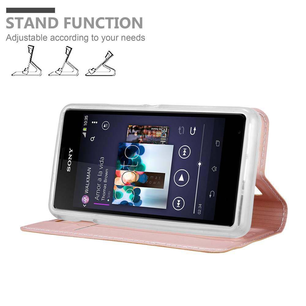Cadorabo Handyhülle für Sony Xperia E1 Schutz Hülle in Rosa Cover Etui Book Case Booklet