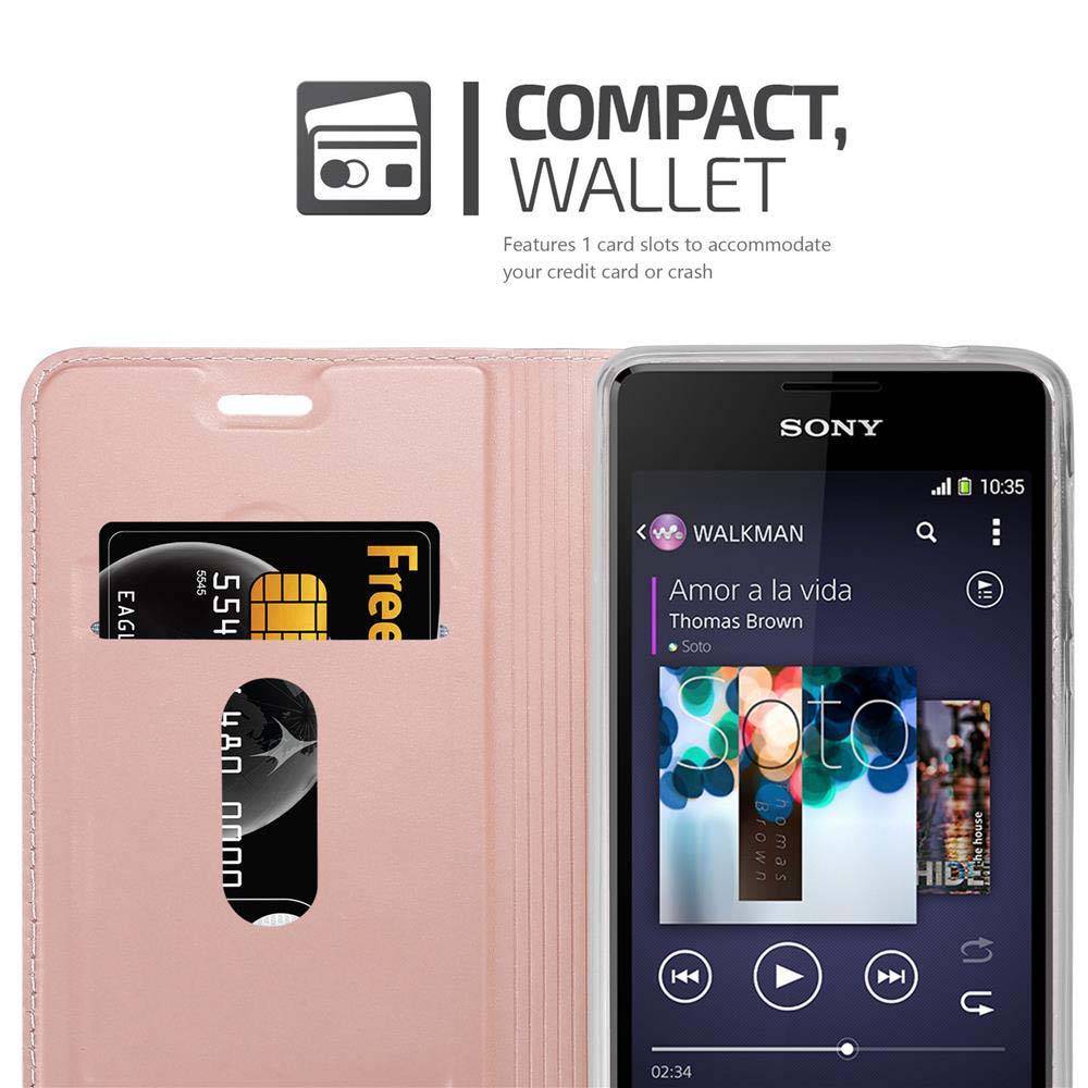 Cadorabo Handyhülle für Sony Xperia E1 Schutz Hülle in Rosa Cover Etui Book Case Booklet