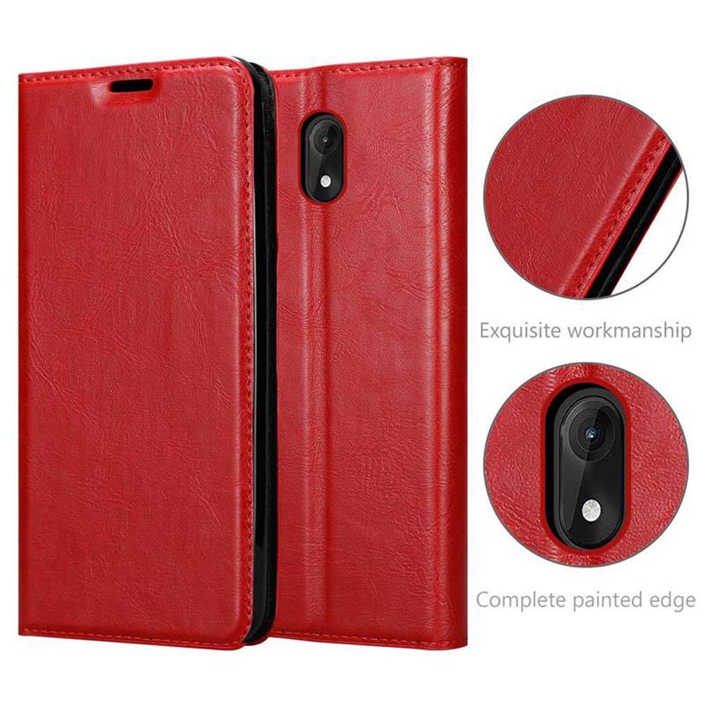 Cadorabo Hülle für WIKO LENNY 5 Schutz Hülle in Rot Handyhülle Etui Case Cover Magnetverschluss