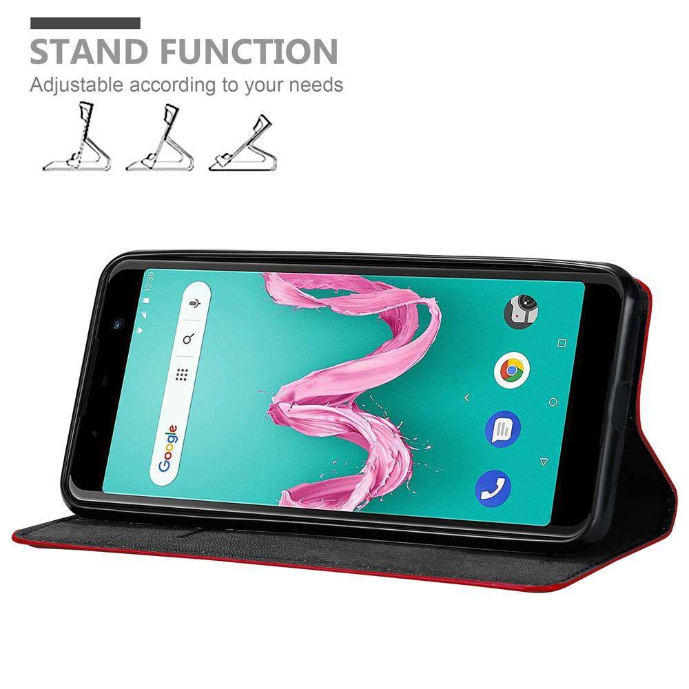 Cadorabo Hülle für WIKO LENNY 5 Schutz Hülle in Rot Handyhülle Etui Case Cover Magnetverschluss